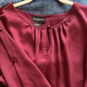Liz Claiborne Deep Burgundy Long-Sleeve Blouse